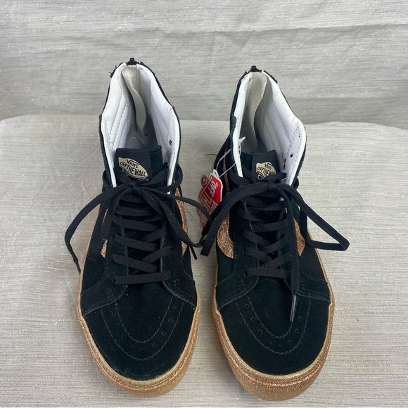 Vans SK8 Hi Zip Rose Gold Glitter Black Skate Shoes Sneakers Little Kids Size 6 - Picture 3 of 7